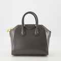 Grey Leather Antigona Mini Top Handle Bag