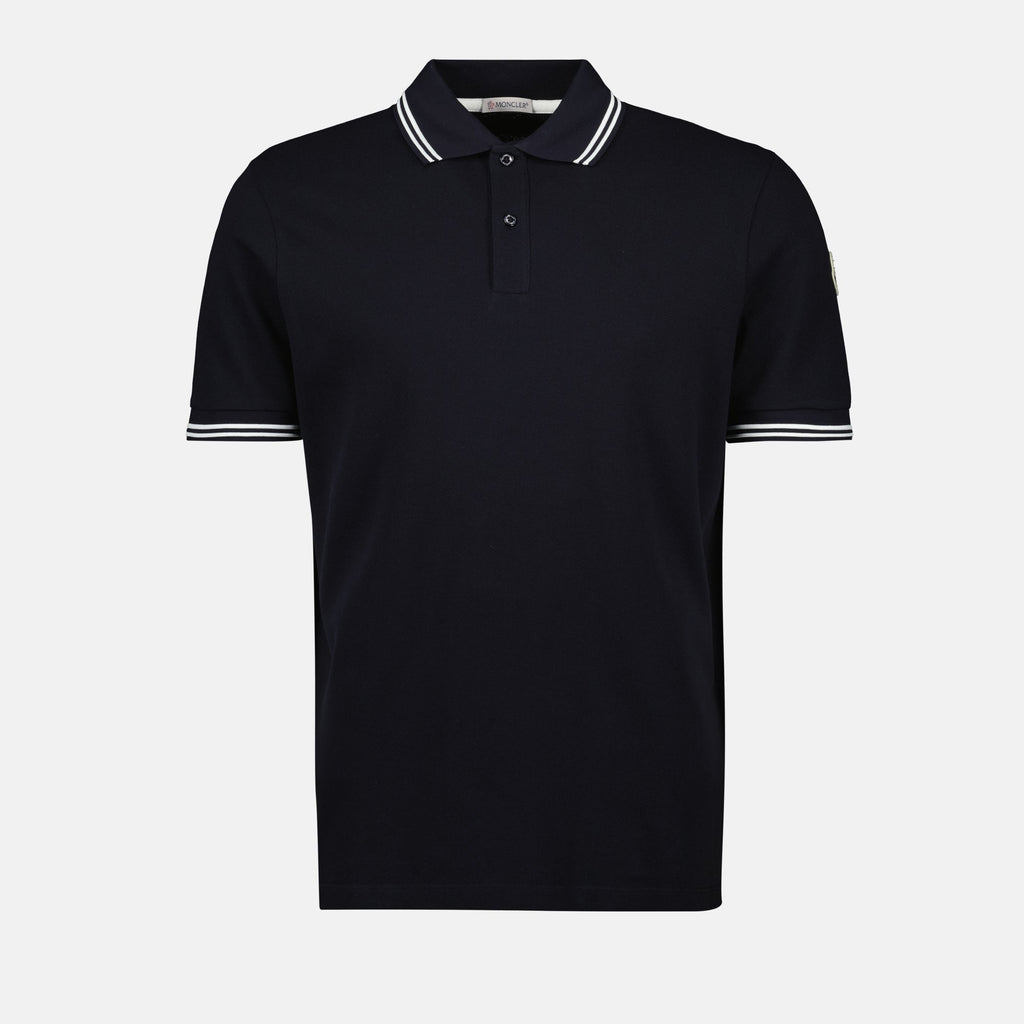 Navy Polo Shirt with Contrast Stripe Trim