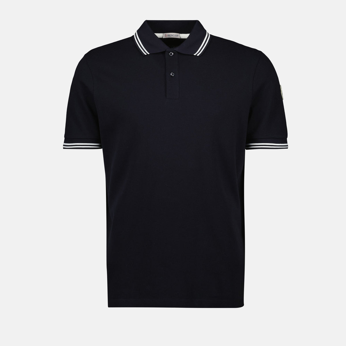 Navy Polo Shirt with Contrast Stripe Trim