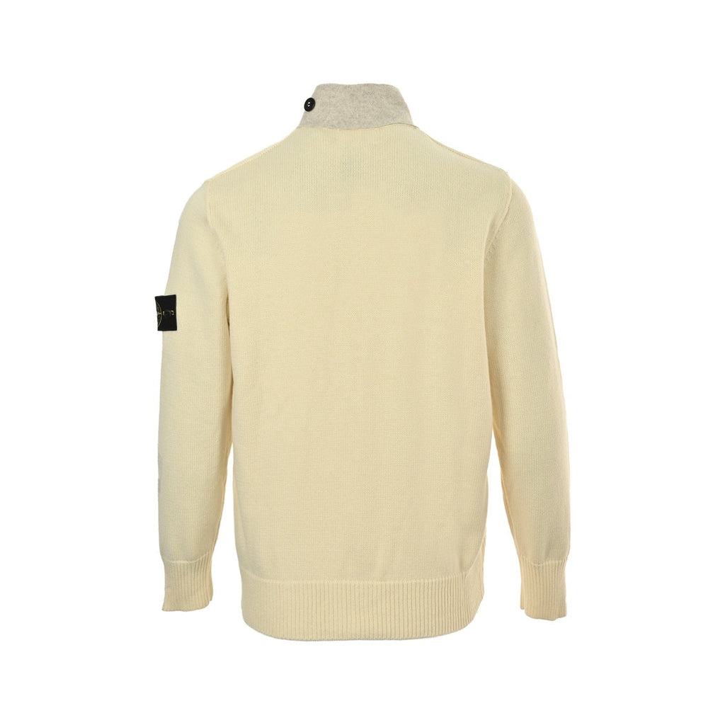 Buttoned Stand-Collar Knit Cardigan