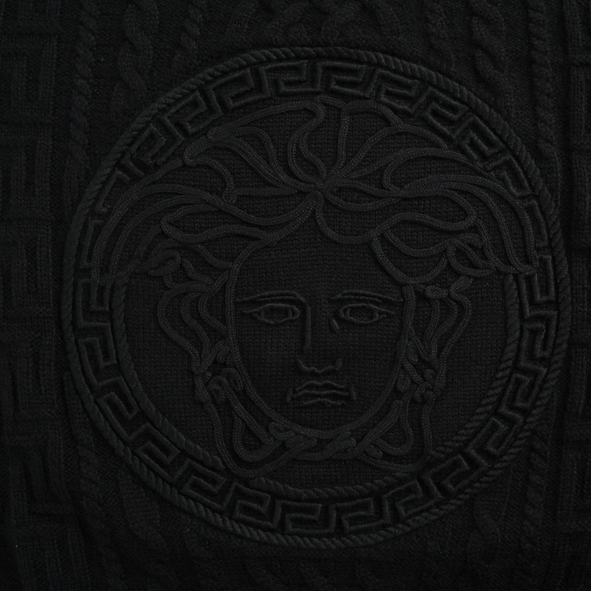 Versace Medusa Cable-Knit Crew-Neck Sweater