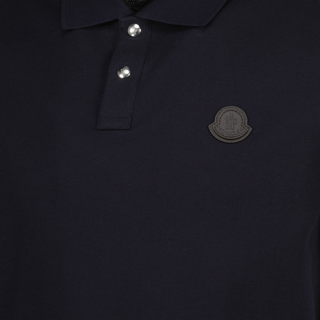 Navy Polo with Tonal Logo Patch