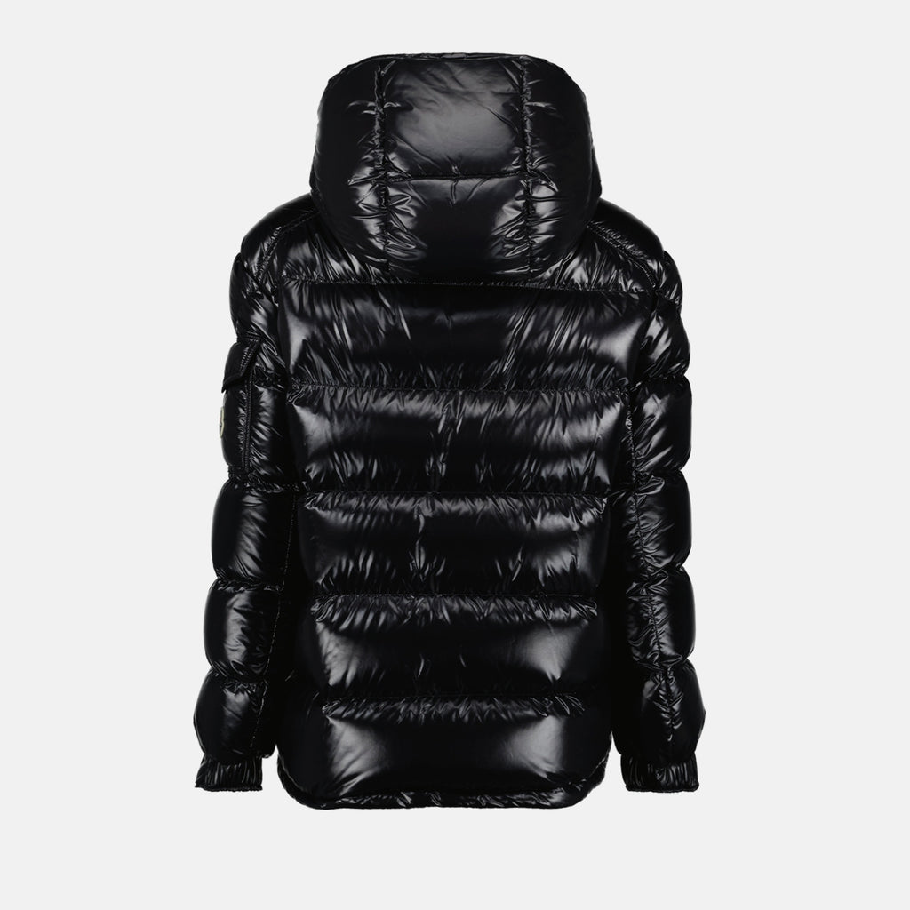 Black Glossy Hooded Puffer Jacket