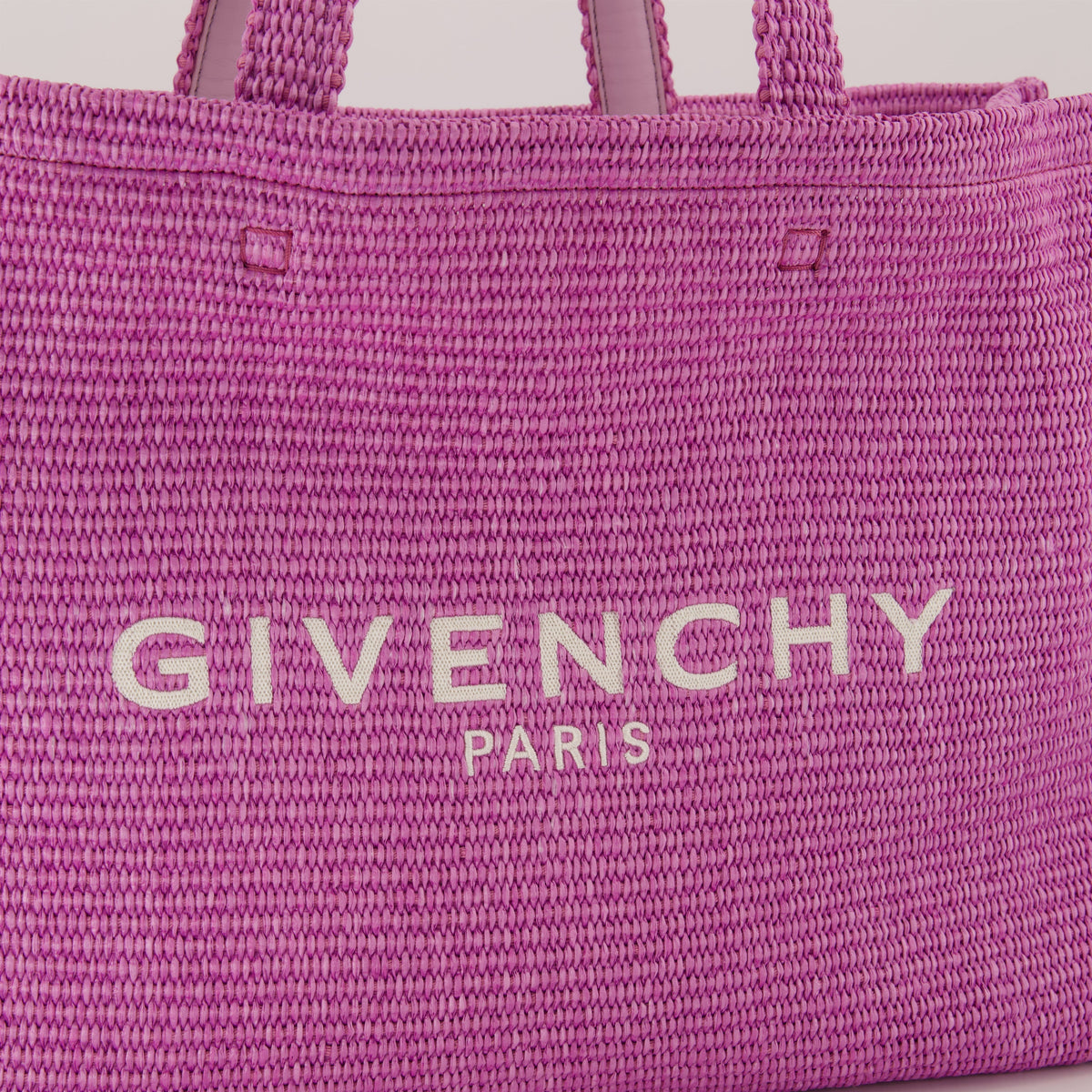 Pink Raffia Tote Bag with Logo