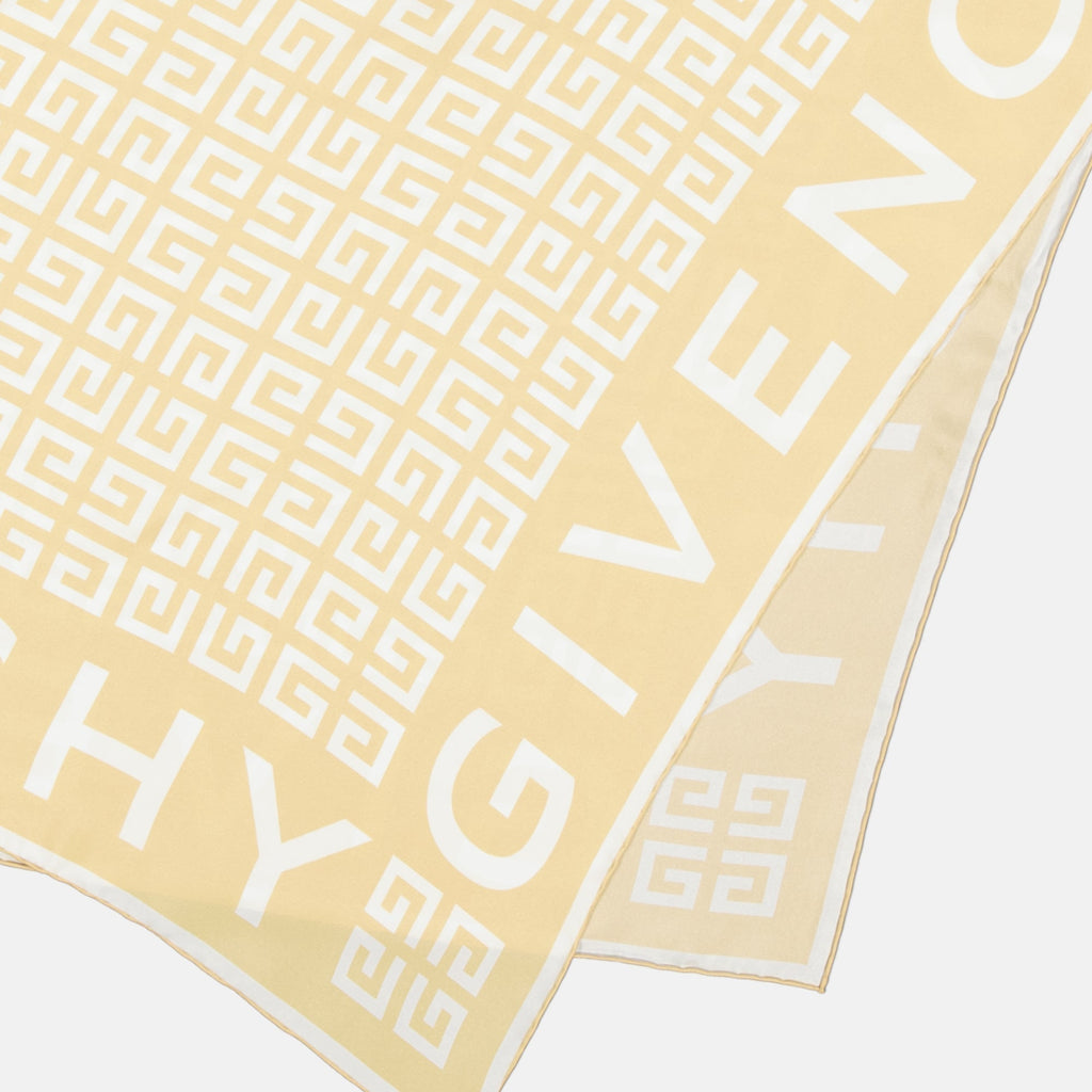 Monogram Border Scarf – Cream & White
