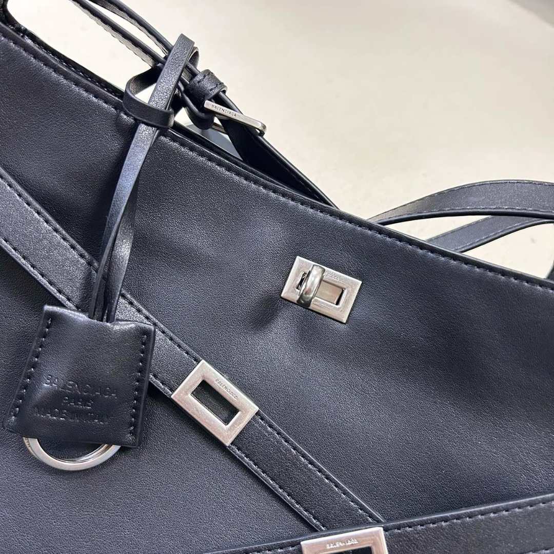 Balenciaga Bel Air Medium Shoulder Bag In Black Calf Leather