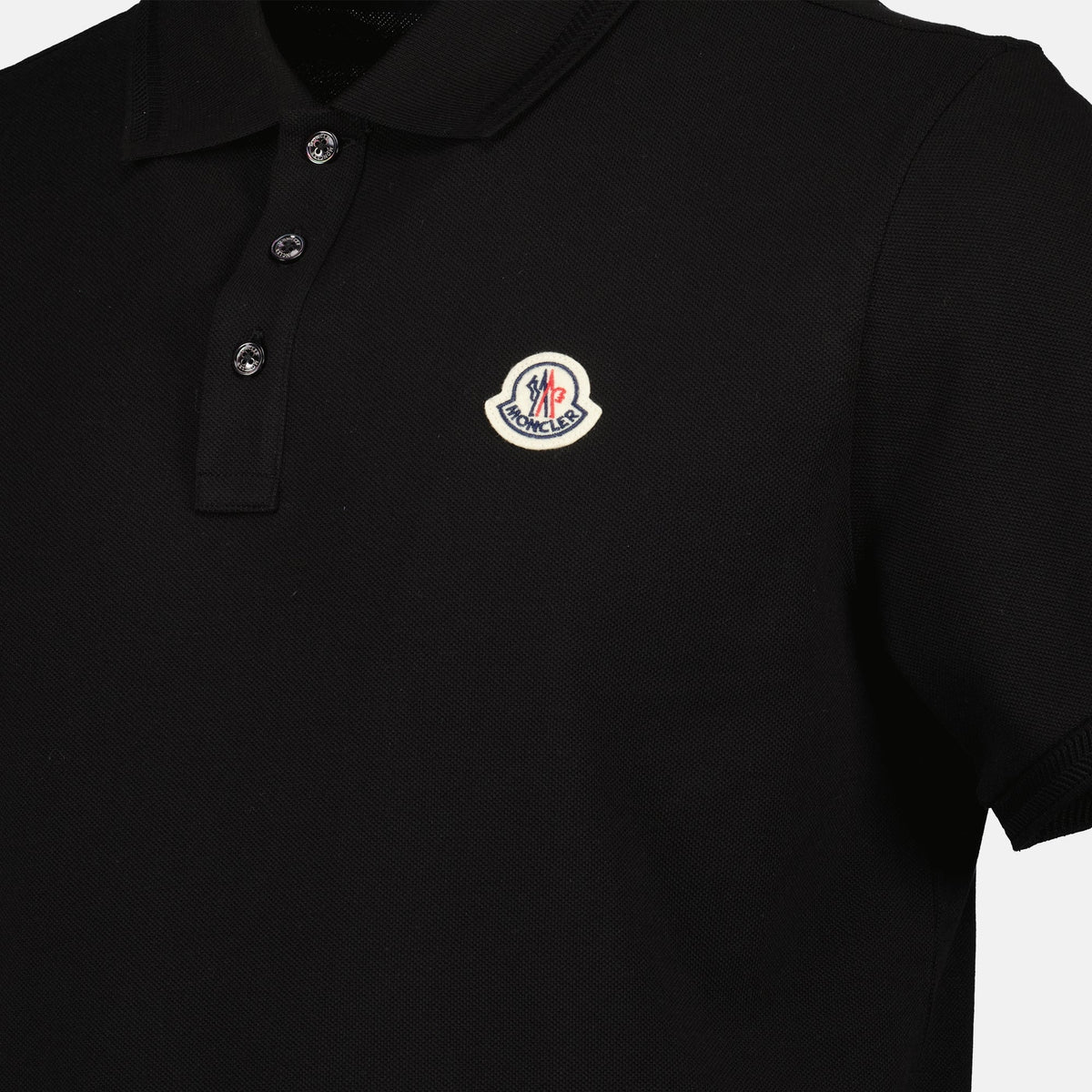 Black Polo Shirt with Classic Logo Patch