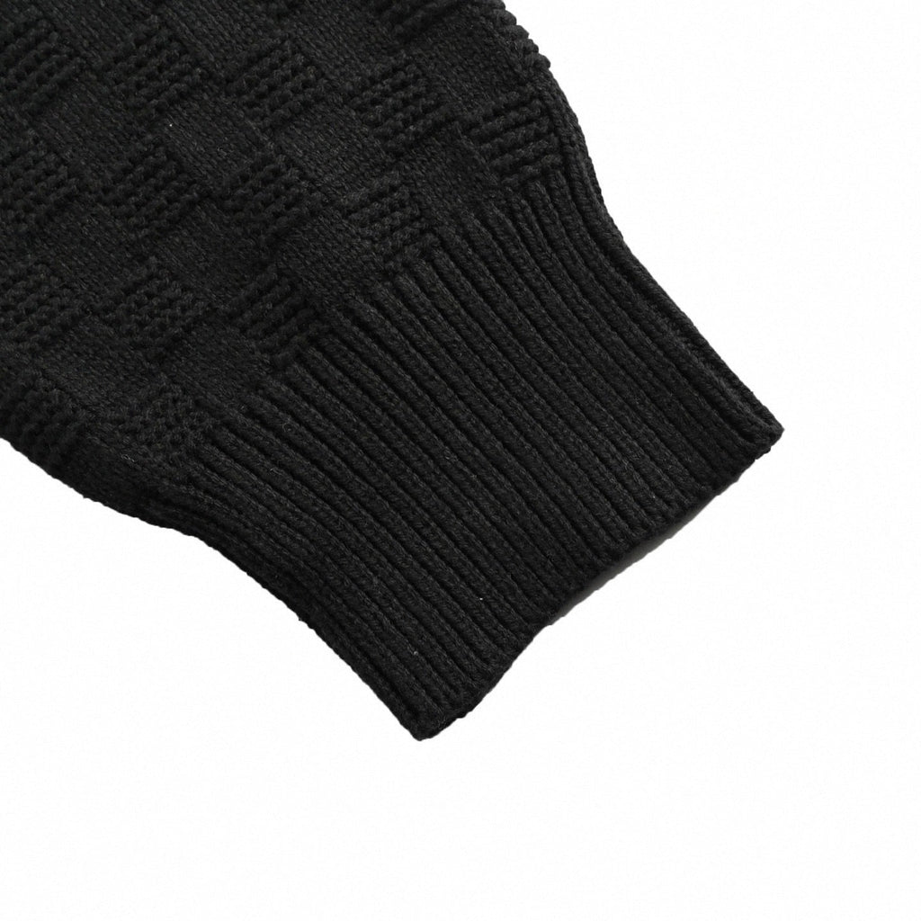 Damier Check Half-Zip Stand-Collar Knit Sweater