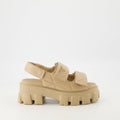 Quilted Platform Sandals-Beige