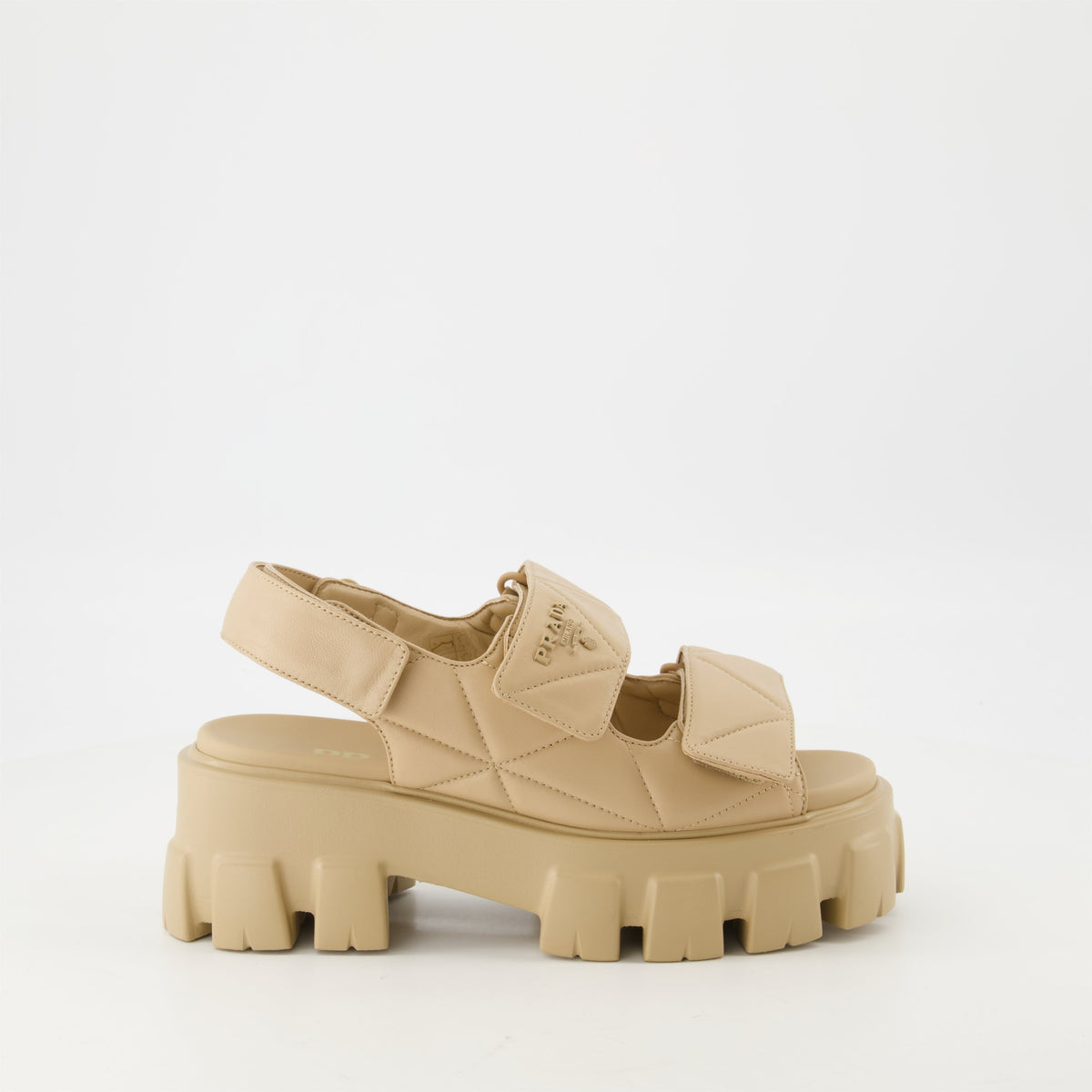 Quilted Platform Sandals-Beige