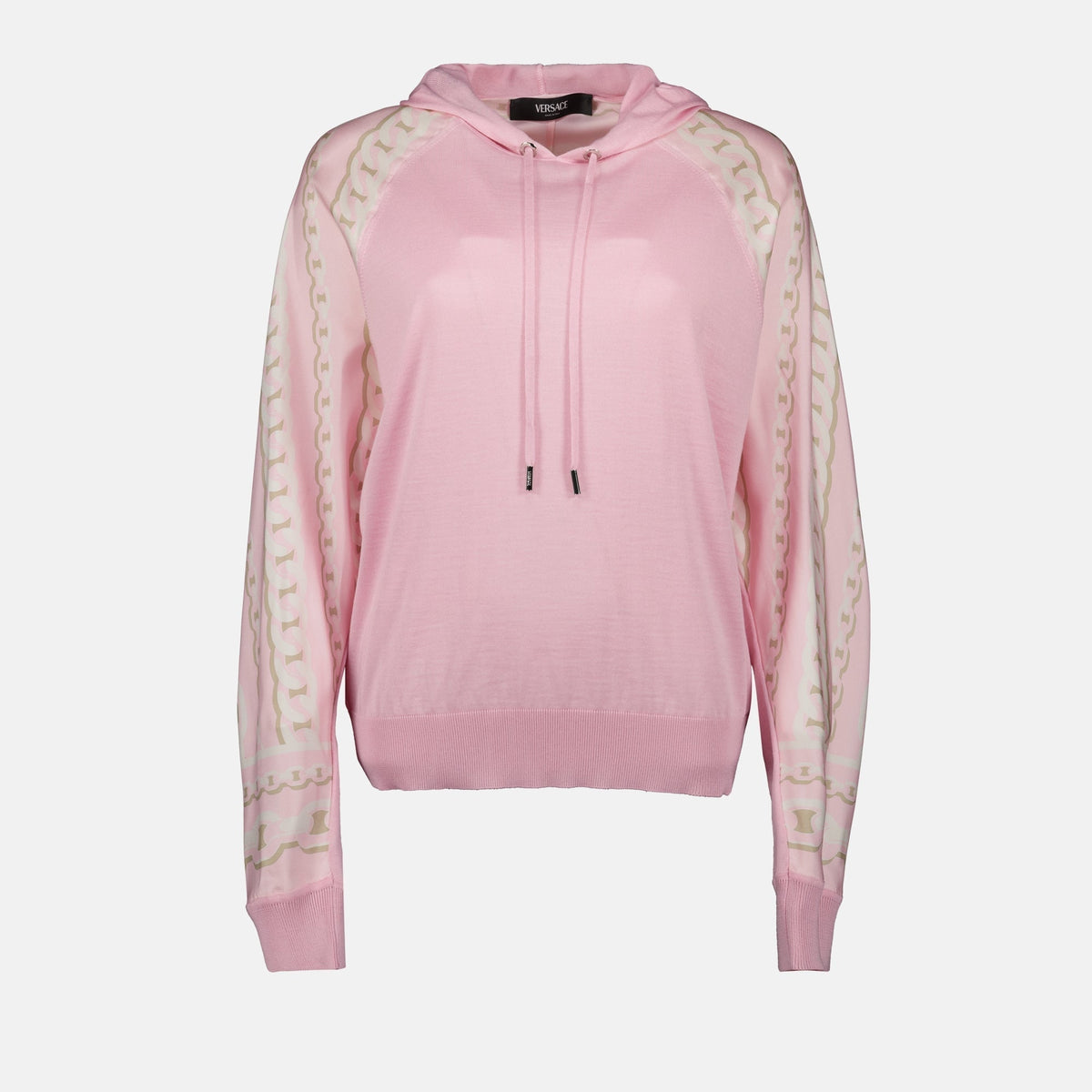 La Greca Trim Hooded Knit Sweater