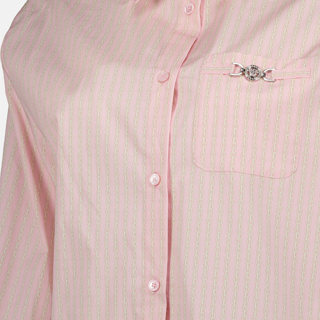 Cropped Chain Print Shirt