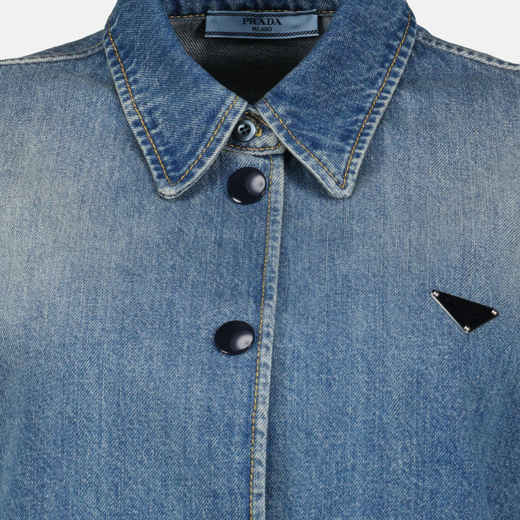 Cropped Denim Cape Jacket