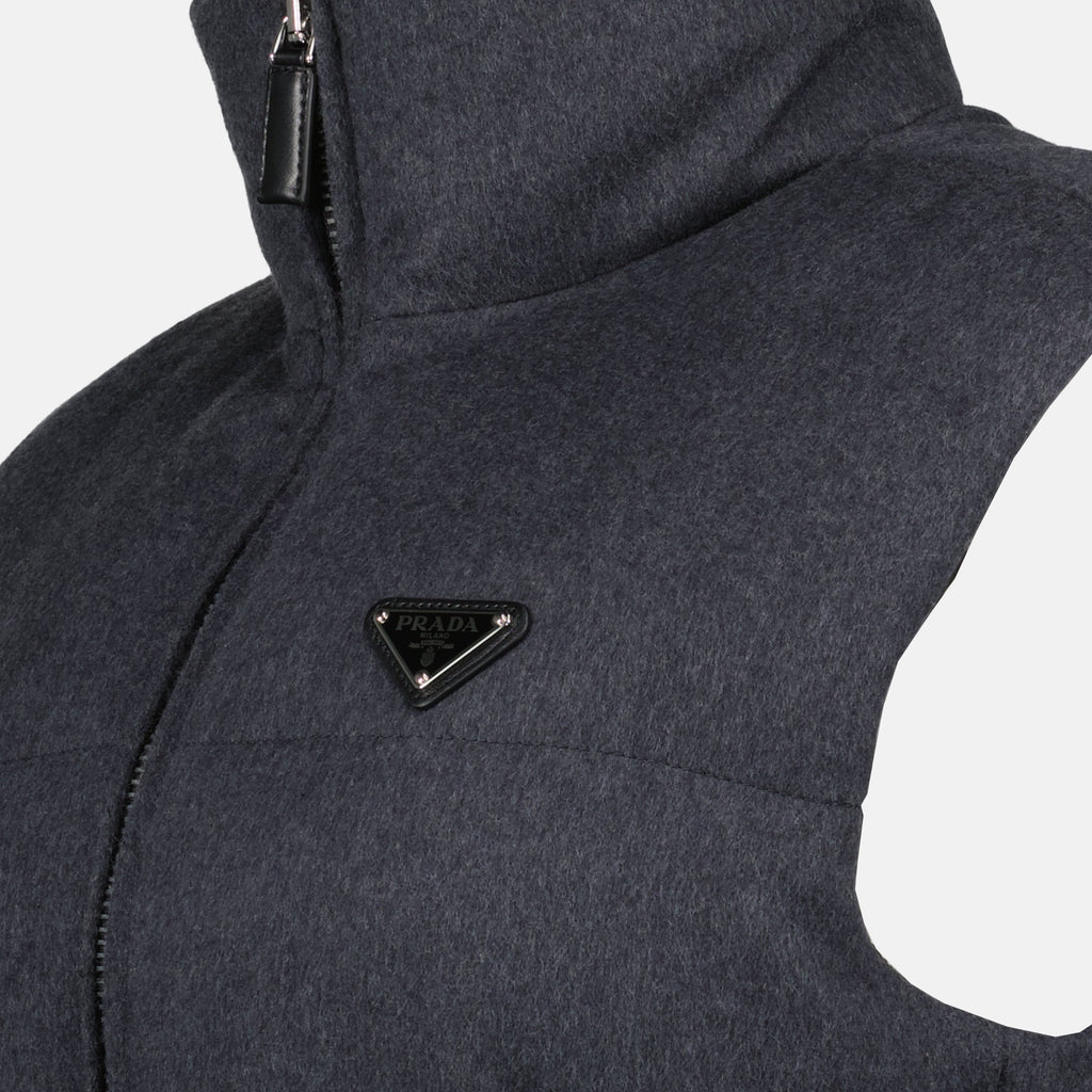 Belted Padded Vest with High Collar