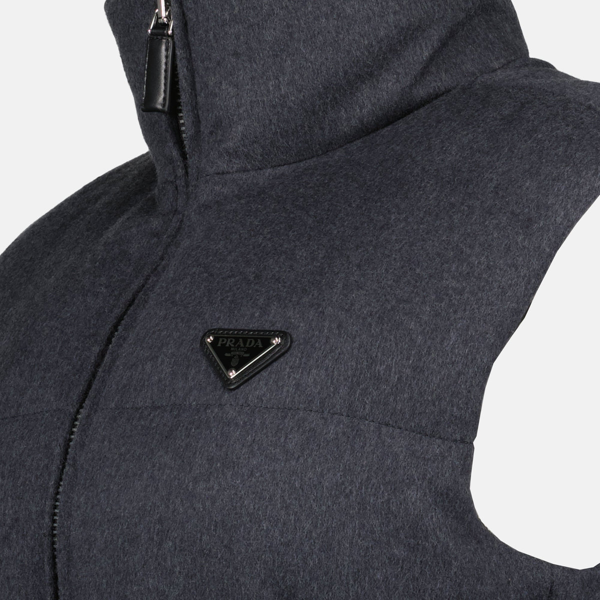 Belted Padded Vest with High Collar