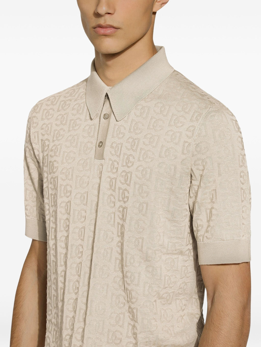 Silk Jacquard Polo Shirt with DG Logo