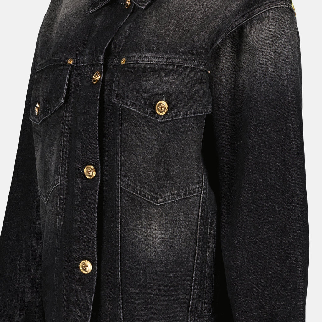 Oversized Medusa Button Denim Jacket