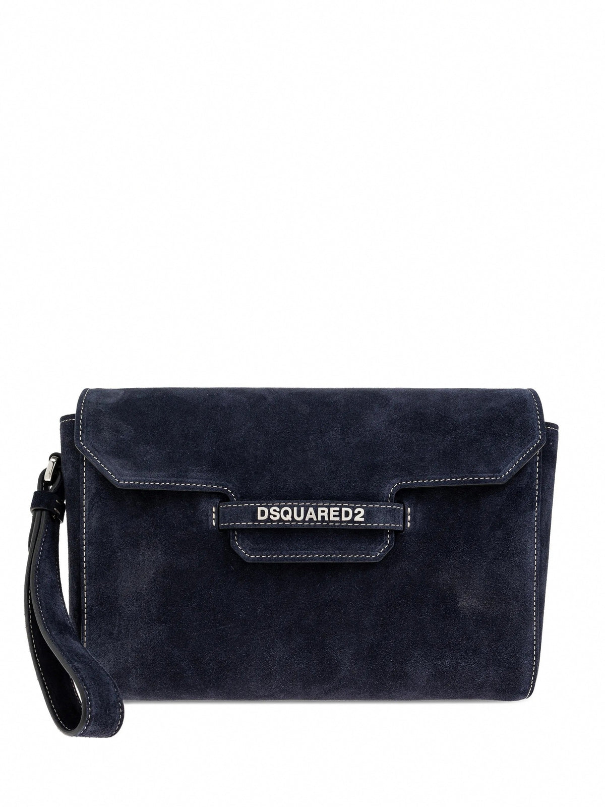 Suede Logo Clutch / Crossbody Bag (Navy)