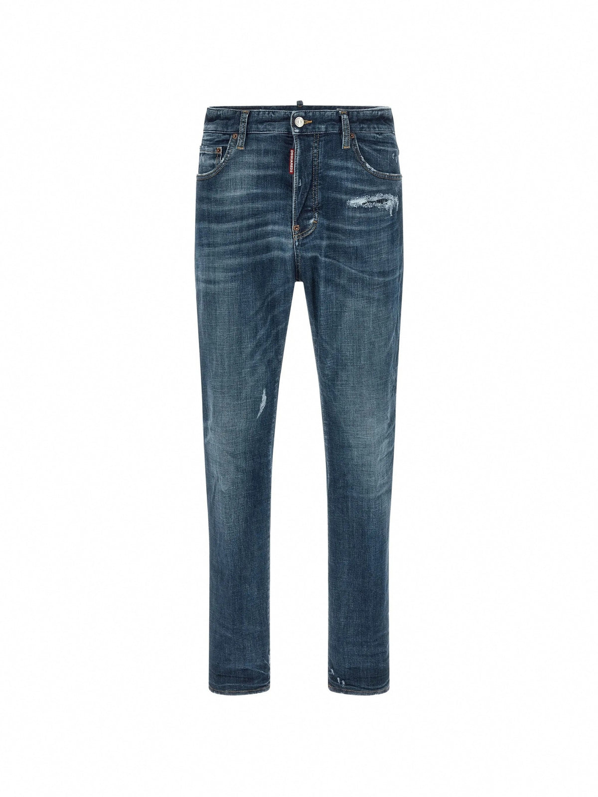 Stonewashed-Effect Straight-Leg Jeans