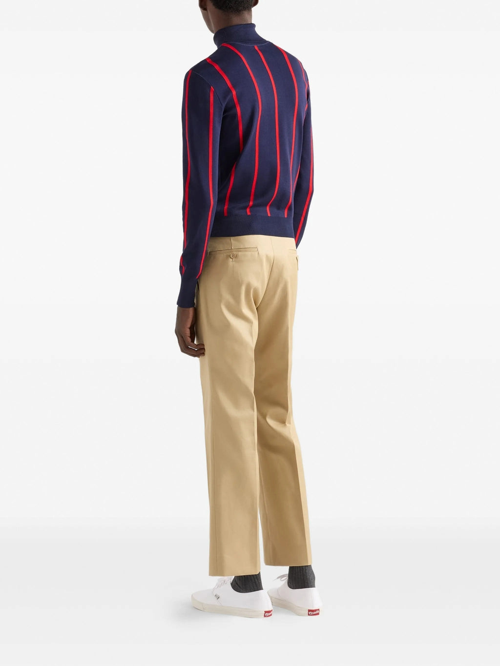 Runway Intarsia Striped Wool Turtleneck Sweater