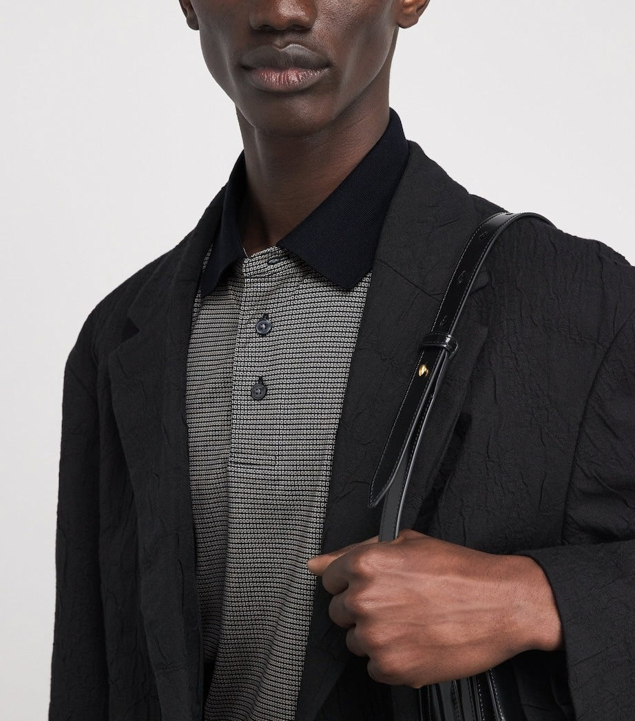 Lyocell-Cotton Micro-Print Polo Shirt
