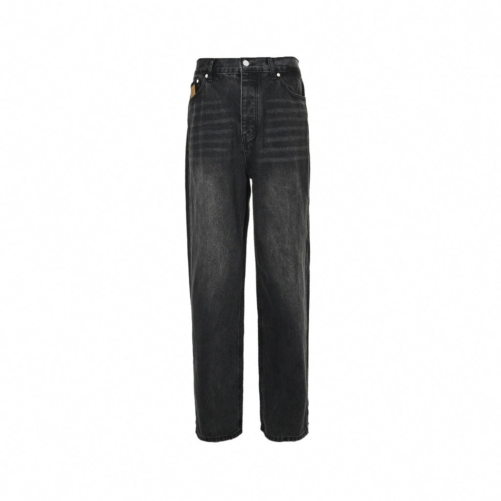 Damier Patch Washed Black Denim Jeans – Relaxed Luxury Fit