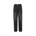 Damier Patch Washed Black Denim Jeans – Relaxed Luxury Fit