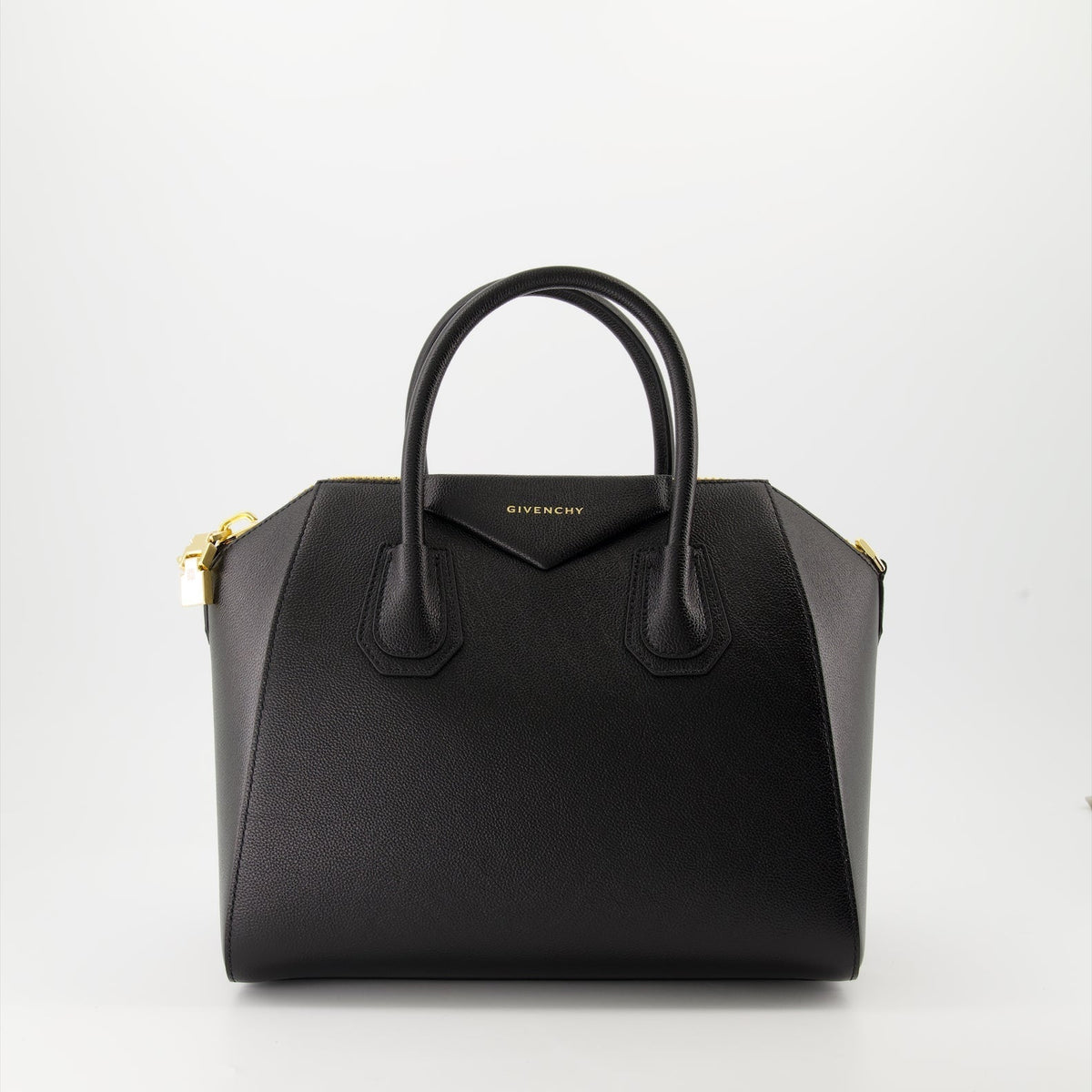 Black Leather Antigona Handle Bag