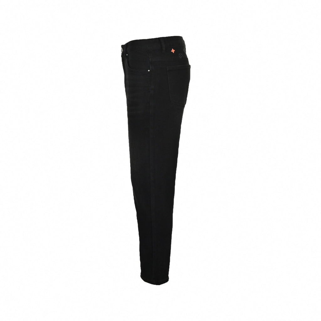 Black Slim-Fit Denim Jeans with Monogram Details