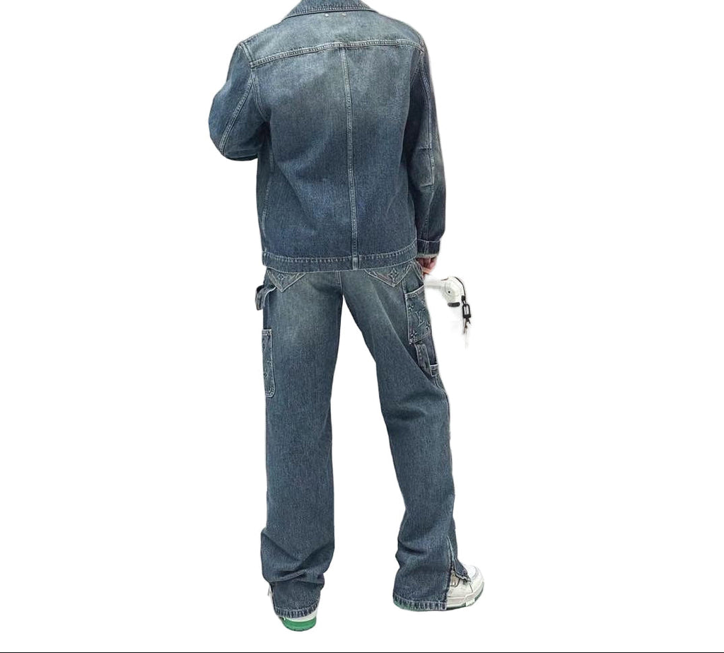 Grey Monogram Panel Denim Jacket