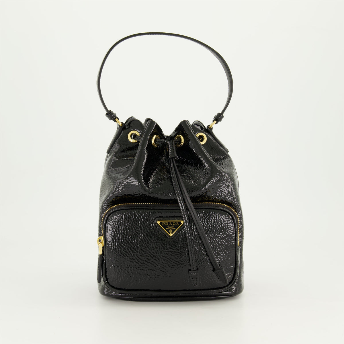 Patent Leather Bucket Bag (Black)