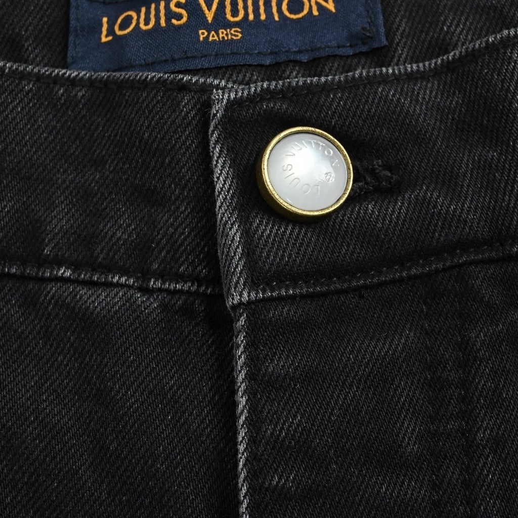 Monogram Patch Black Denim Jeans