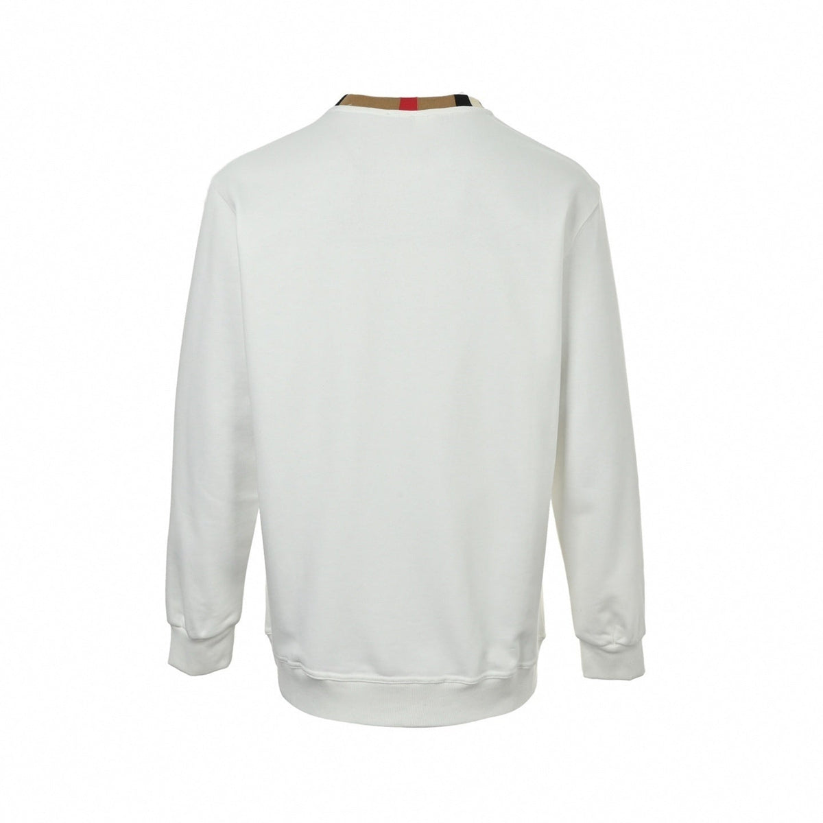 Boutique White Crewneck Sweatshirt with Icon Stripe Trim