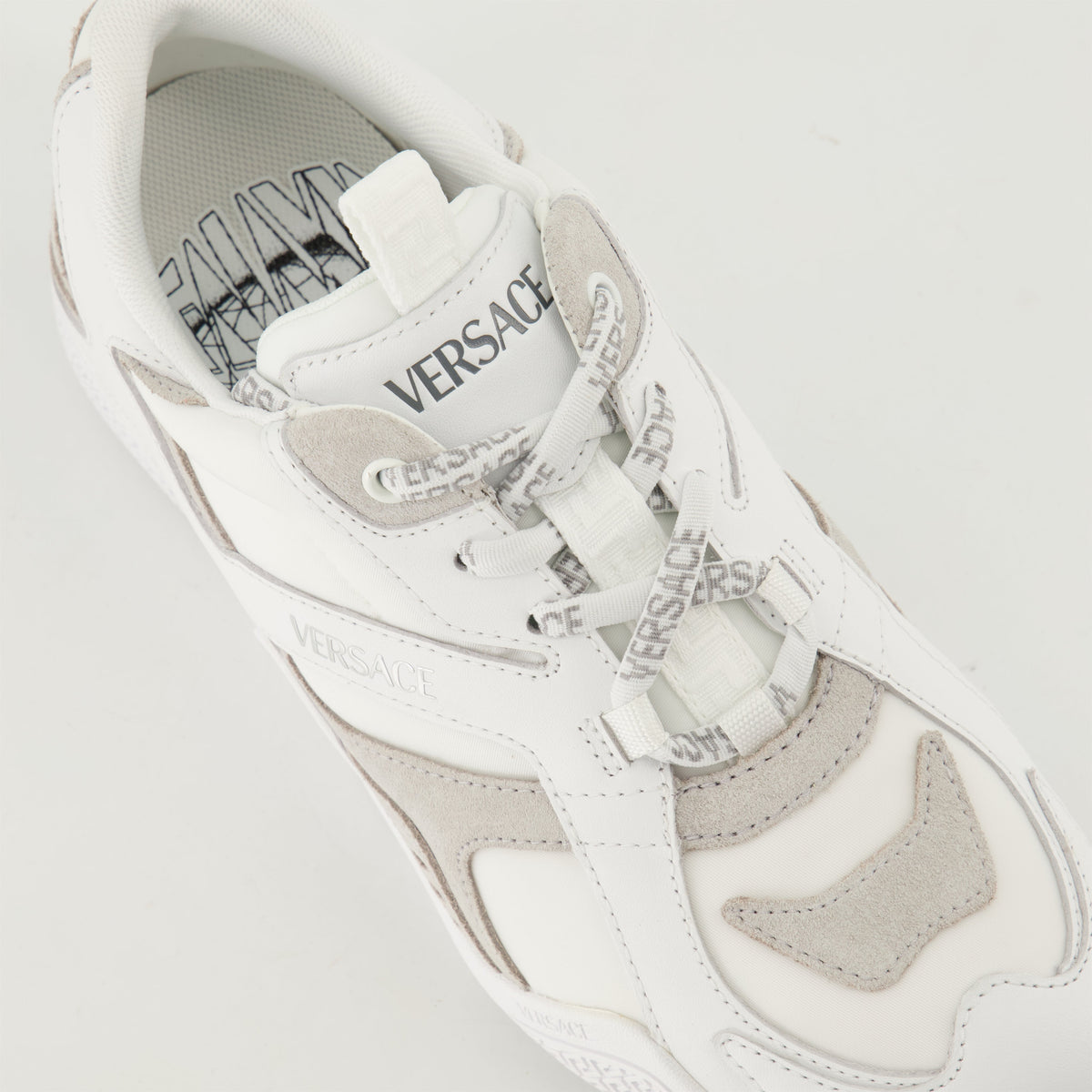 White and Beige Panel Sneakers