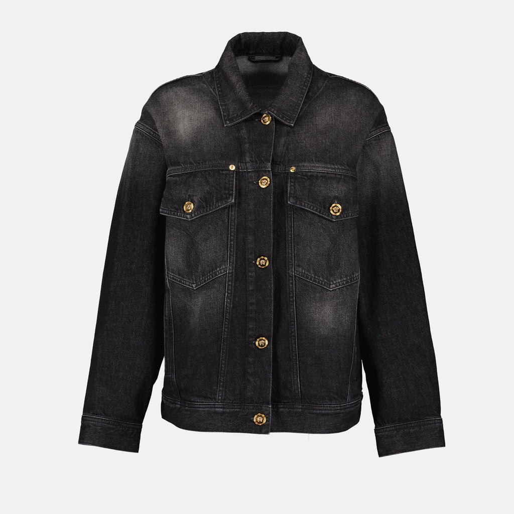 Oversized Medusa Button Denim Jacket