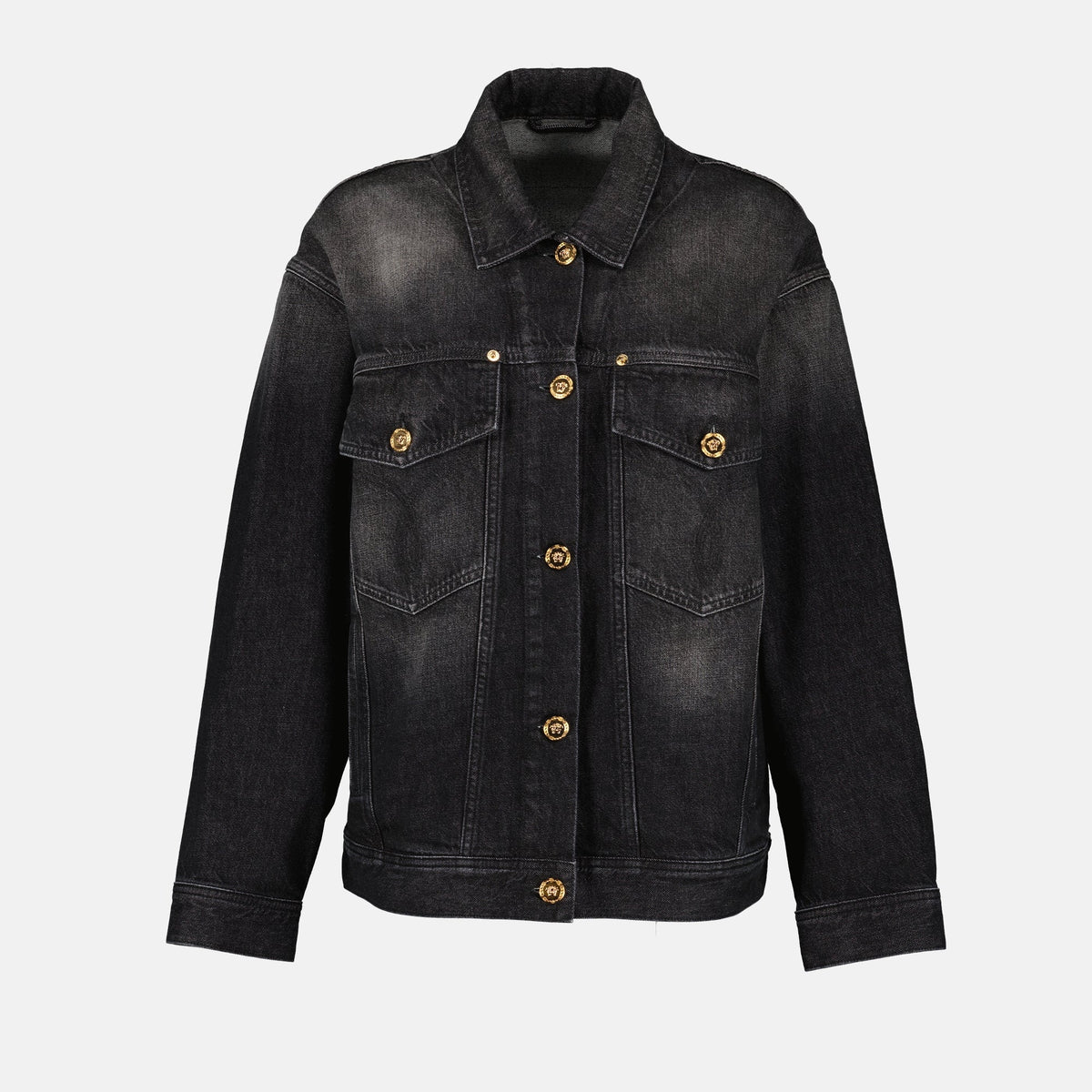 Oversized Medusa Button Denim Jacket