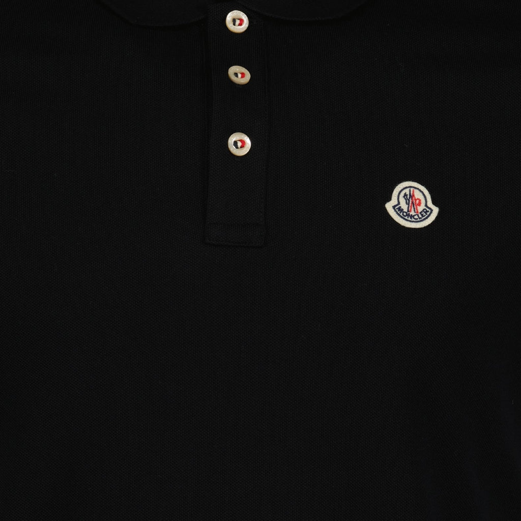 Black Polo Shirt with Signature Button Detail