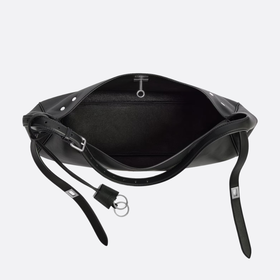 Balenciaga Bel Air Medium Shoulder Bag In Black Calf Leather