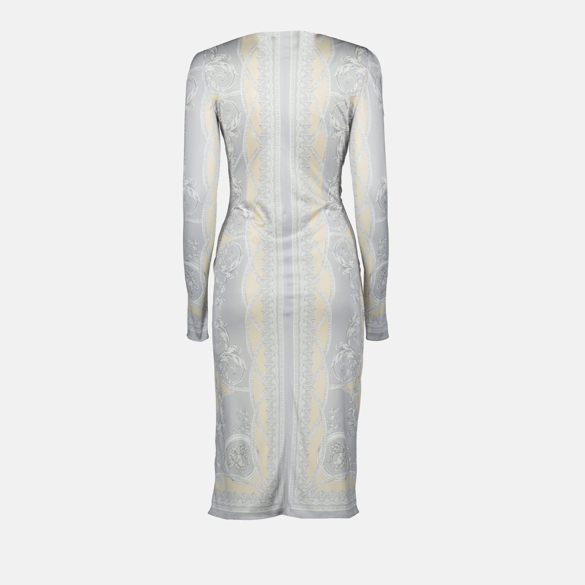 Baroque Print Wrap Midi Dress