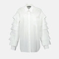 Ruffle-Sleeve Cotton Shirt