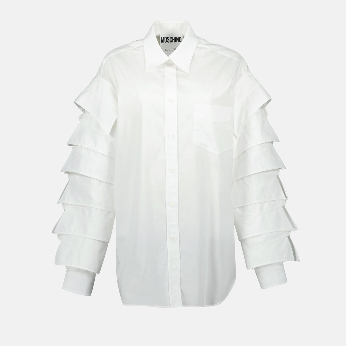 Ruffle-Sleeve Cotton Shirt