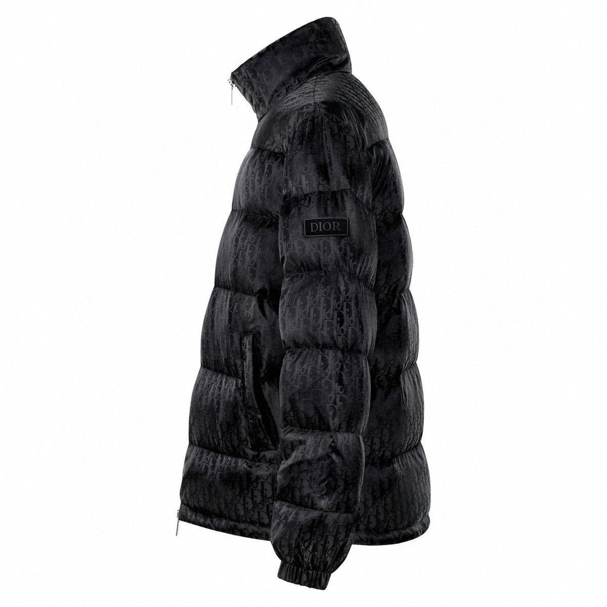 Oblique Quilted Down Jacket – Black