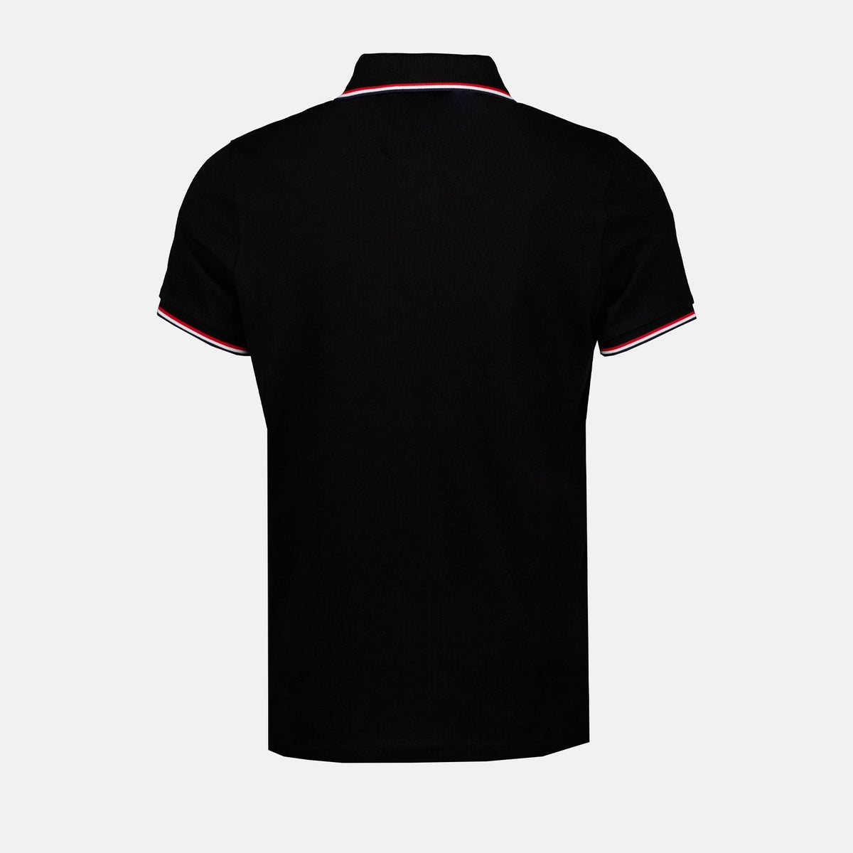 Black Polo Shirt with Tricolour Trim