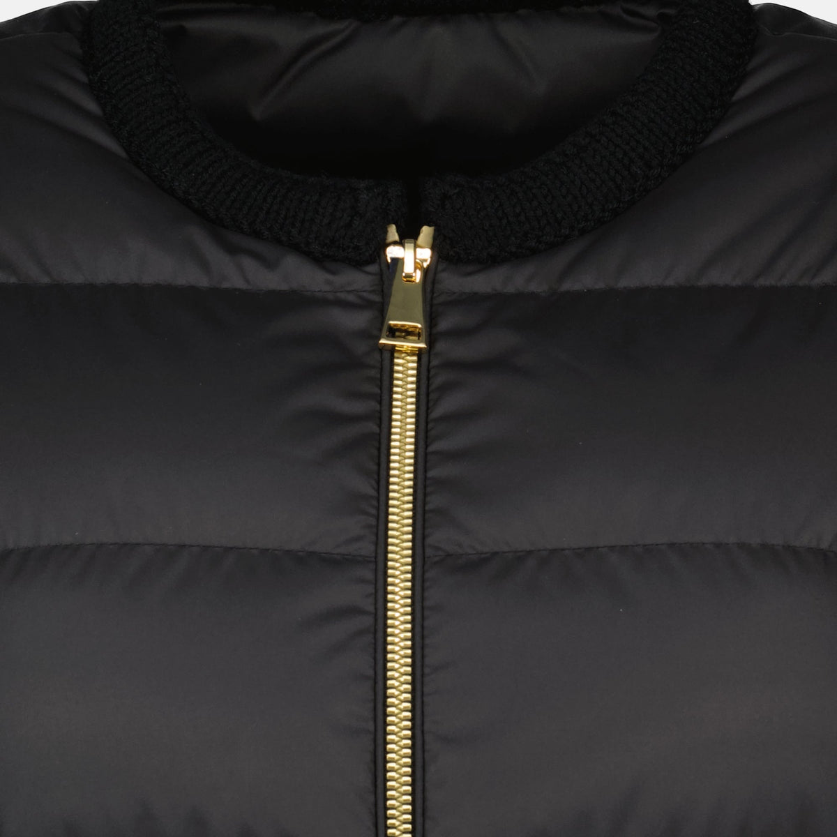 Cropped Down Jacket with Gold Zip