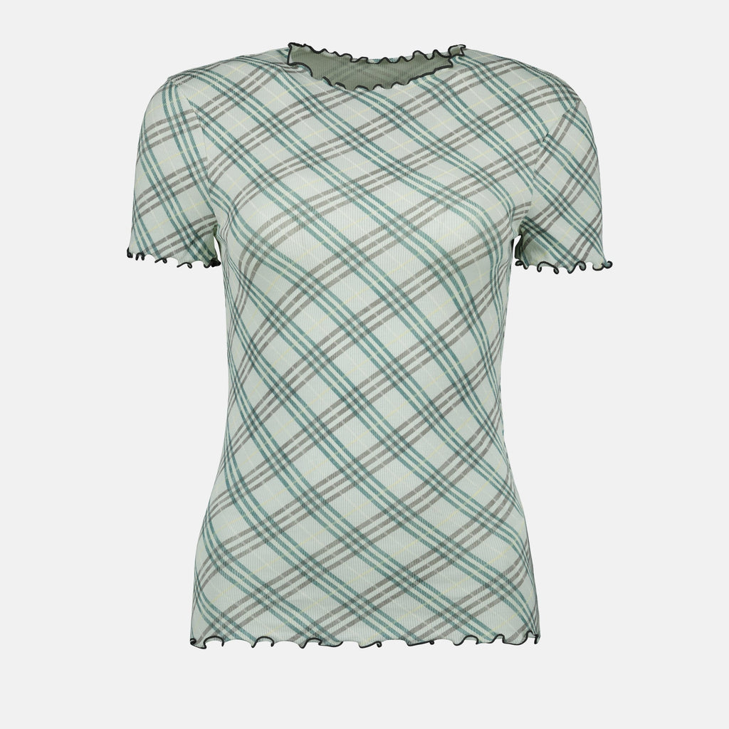 Check Print Mesh T-Shirt