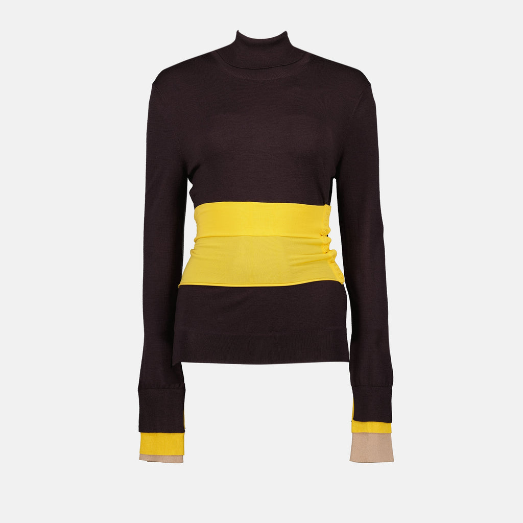 Color-Block Turtleneck Knit Top