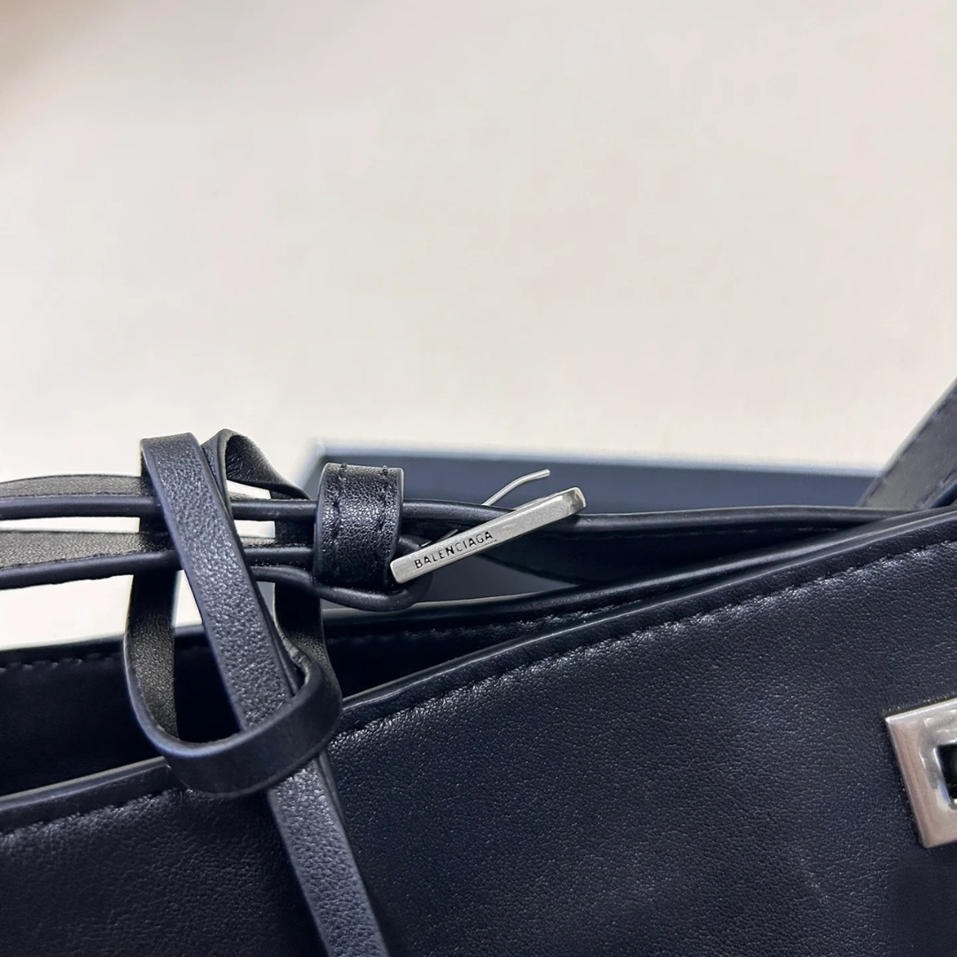 Balenciaga Bel Air Medium Shoulder Bag In Black Calf Leather