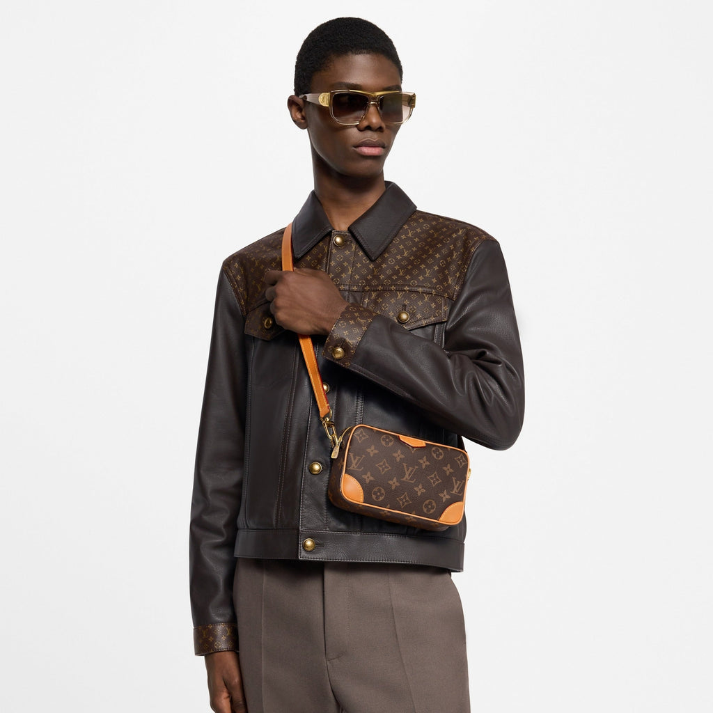Canvas Pochette / Slim Crossbody (Brown/Tan)