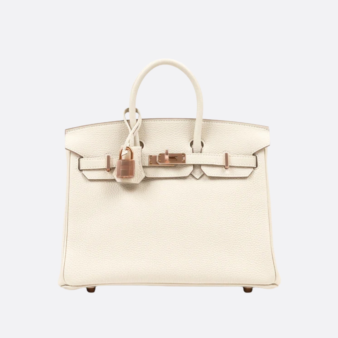 Hermès Birkin 25 Hss Bag In Chalk / Dove Grey Togo Leather