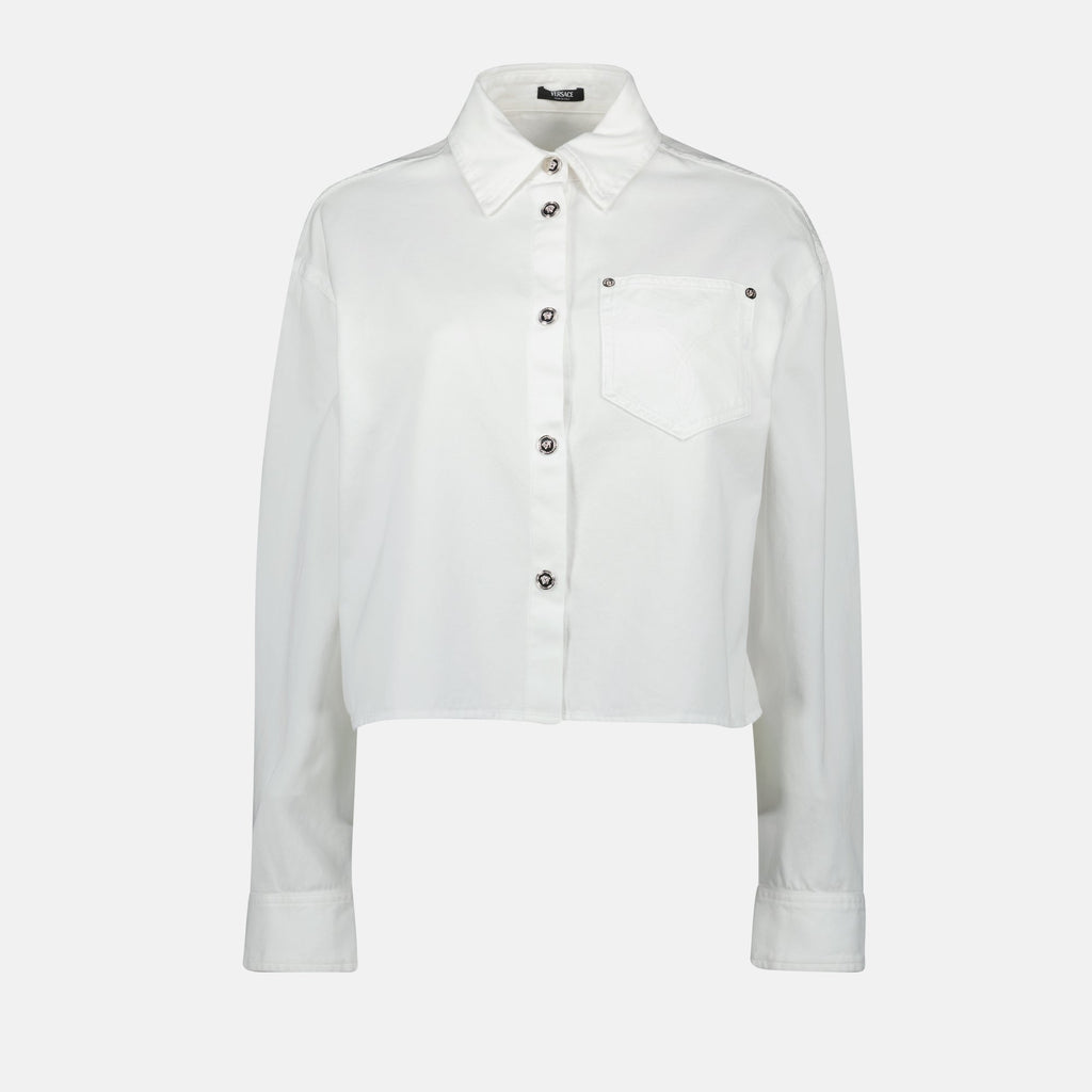 Cropped White Button-Up Shirt